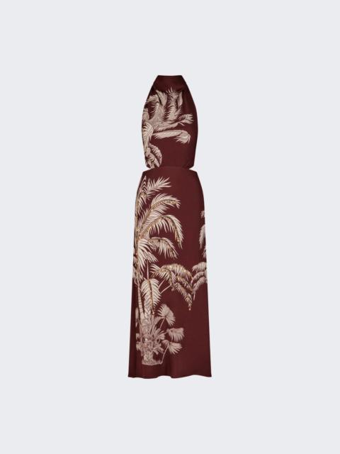 Johanna Ortiz Encanto Invernal Midi Dress Chocolate And Ecru