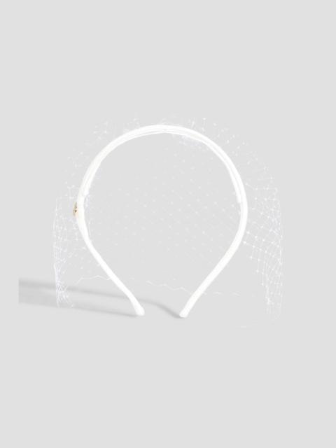 MAISON MICHEL Mesh-appliquéd satin headband