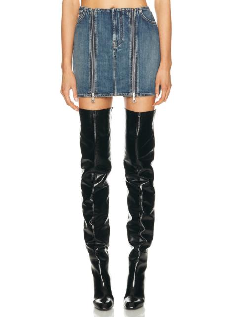 Jean Paul Gaultier Front Zipped Denim Mini Skirt