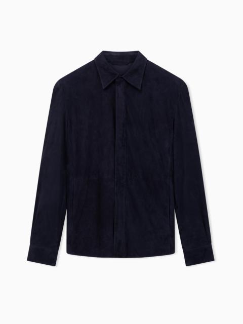 GIORGIO ARMANI ASV LAMBSKIN SUEDE SHIRT JACKET