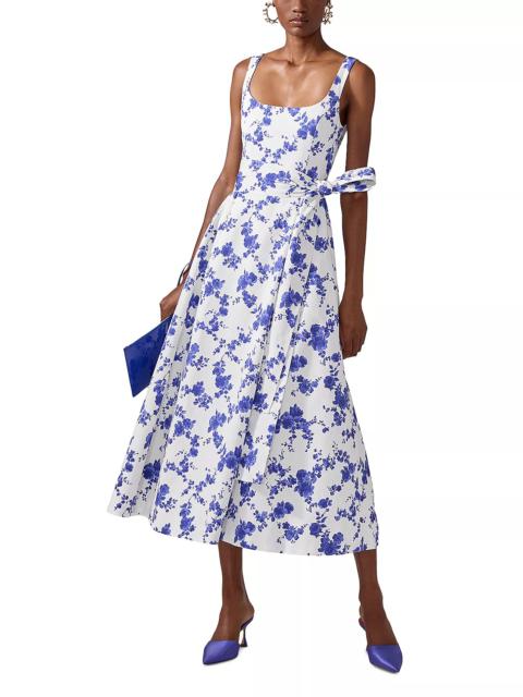 CAROLINA HERRERA Sleeveless Scoop Neck Midi Dress with Sash