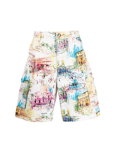 Valentino Valentino Garavani Roman Sketches-Print Bermuda Shorts