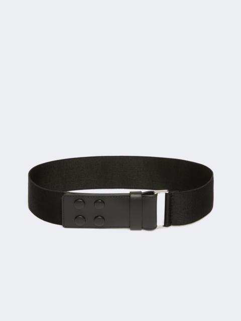 Max Mara Elasticated webbing and leather wide belt - BLACK