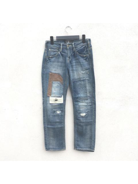 Other Designers Distressed Denim - Last Drop]Brapper Patchwork Distressed Design Slim Fit Jeans