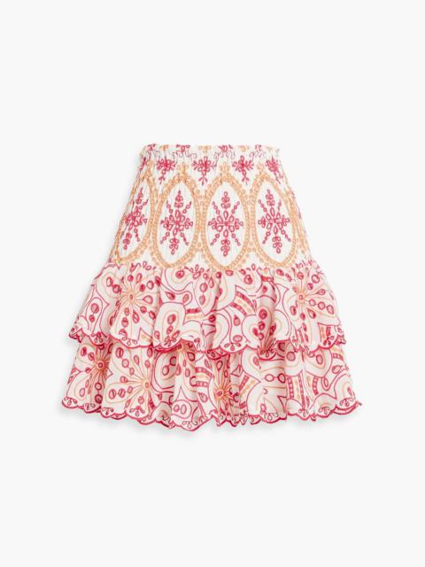 Charo Ruiz Noa ruffled broderie anglaise cotton-blend mini skirt