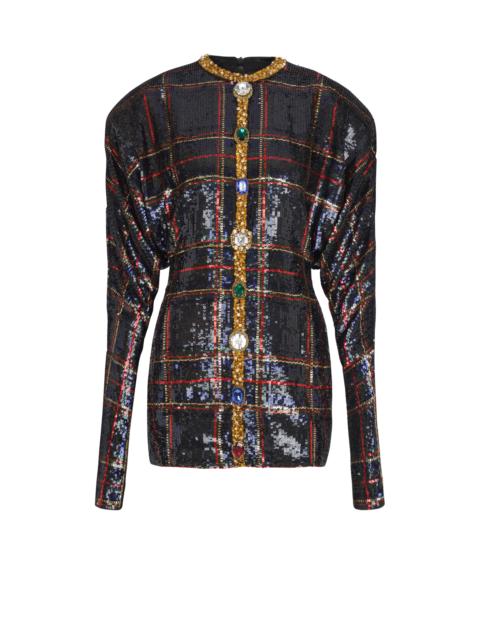 Balmain Short embroidered plaid dress