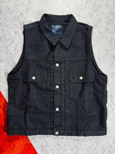 visvim visvim ict 101 vest CMYK DMGD black denim vest