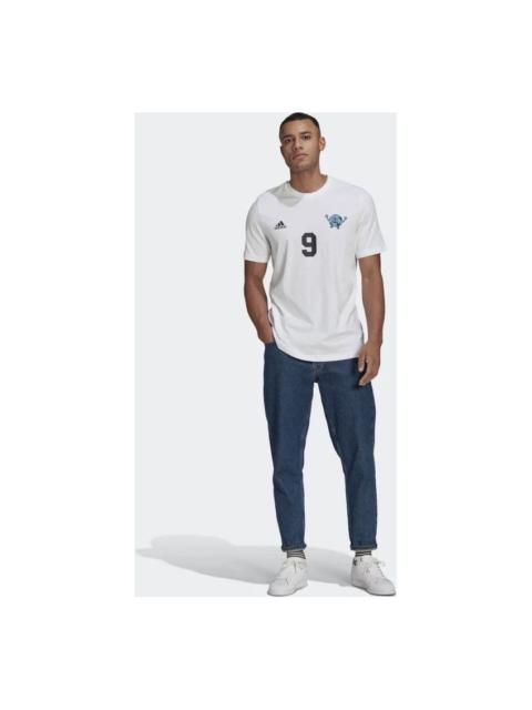 adidas adidas Lil Number T M Printing Soccer/Football Sports Short Sleeve White GN6917