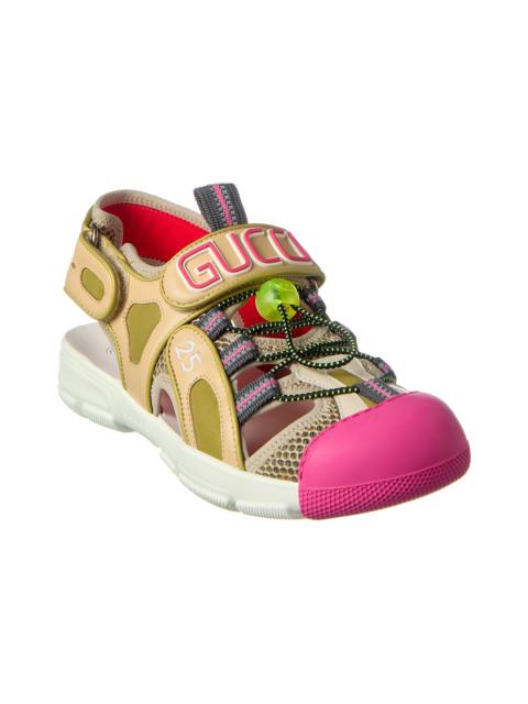 GUCCI Gucci Logo Leather & Mesh Sandal