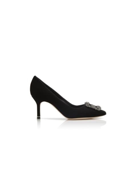 Manolo Blahnik Black Velvet Jewel Buckle Pumps