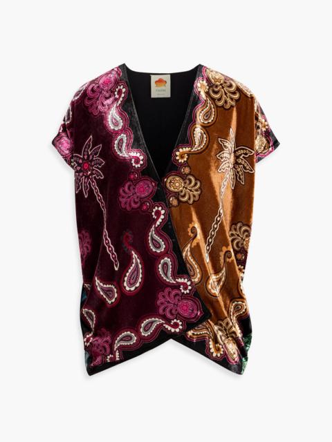 FARM RIO Paisley-print velvet top