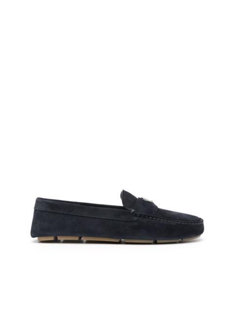 enamel-triangle-logo suede loafers