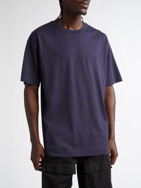 Givenchy Givenchy Logo Embroidered T-Shirt in Dark Blue at Nordstrom
