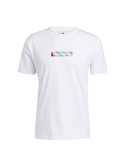 adidas adidas originals Summer Box Line Back Printing Sports Short Sleeve White H31311