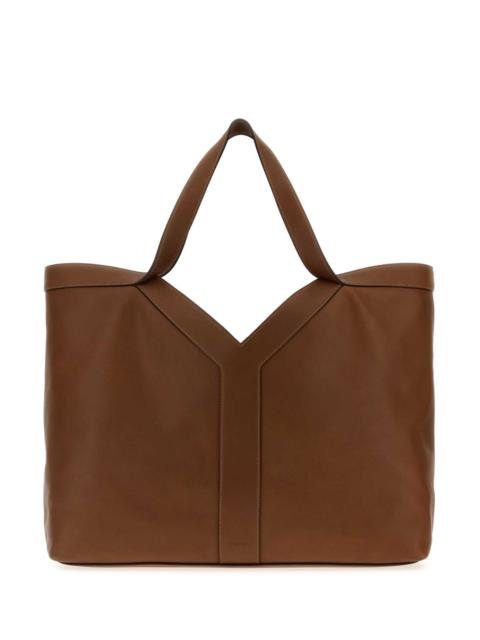 SAINT LAURENT Saint Laurent Men Brown Leather Oversize Shopping Bag