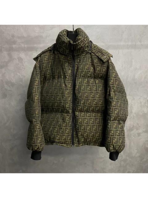 Fendi brown all-over logo down jacket