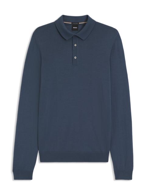 BOSS KNITTED POLO SWEATER IN VIRGIN WOOL