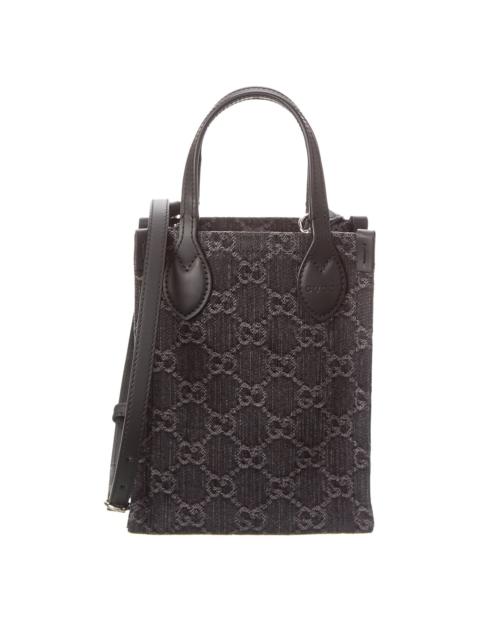 GUCCI Gucci Ophidia Mini GG Denim & Leather Tote