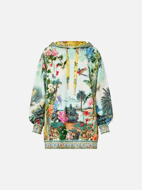 CAMILLA SILK BAND OVERSIZED HOODIE WITH BUTTERFLIES