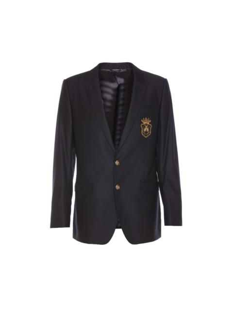 Dolce & Gabbana Dolce&Gabbana Men Wool And Silk Monobreasted Jacket With Patch