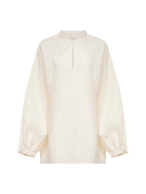 Studio Nicholson Ivory matelassé cotton blend Seil top