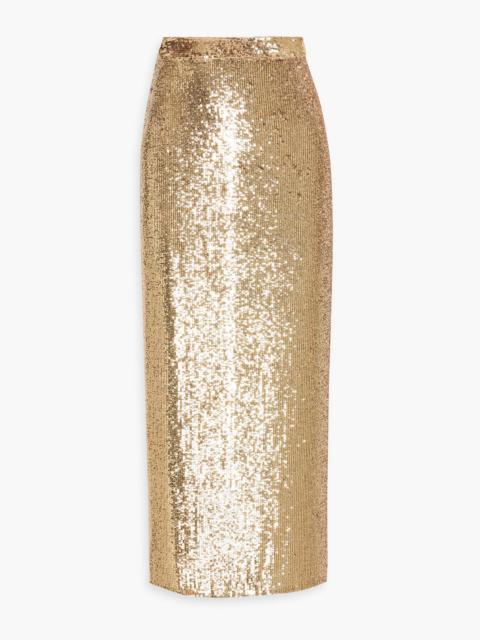 TWP Gwyneth sequined stretch-mesh midi skirt