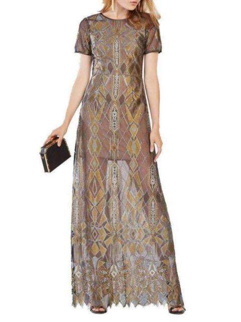 Other Designers BCBGMAXAZRIA - Taliah Metallic Geometric Lace Gown
