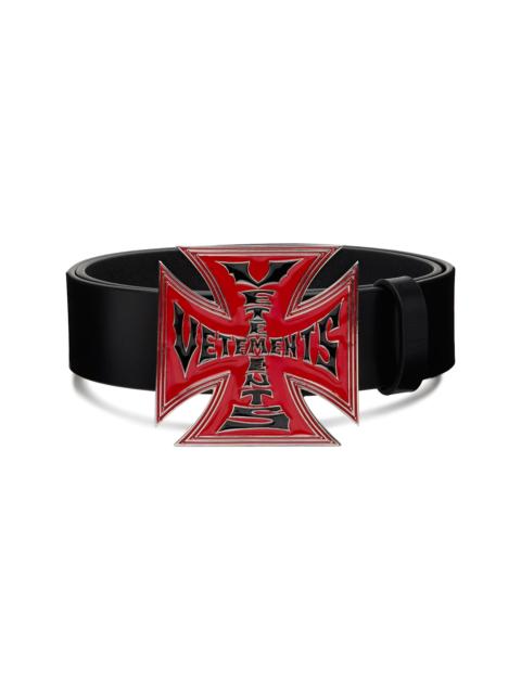 VETEMENTS Black Biker Cross Logo Jumbo Belt