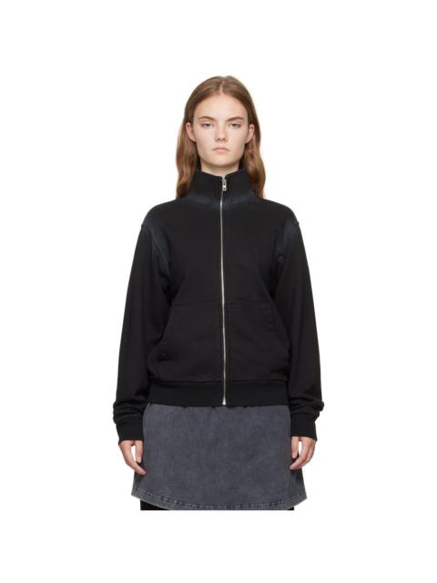 We11done Black Embroidered-Logo Track Jacket