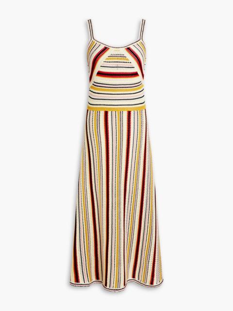 Zimmermann Vitali striped crochet-knit cotton maxi dress