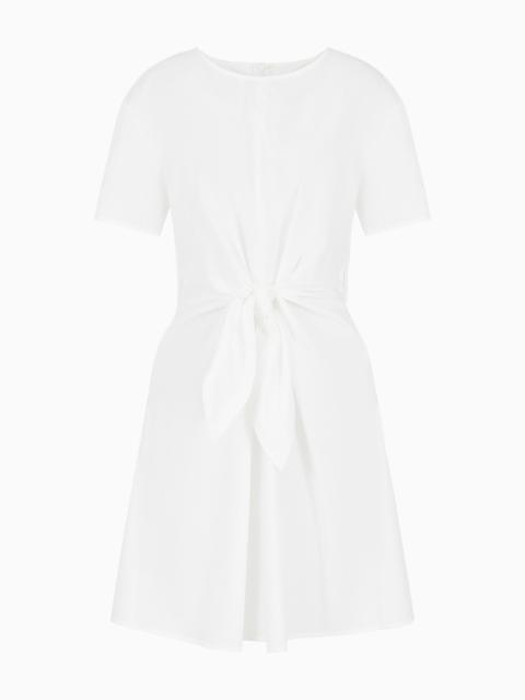 EMPORIO ARMANI Short-sleeved poplin shirt dress with sash