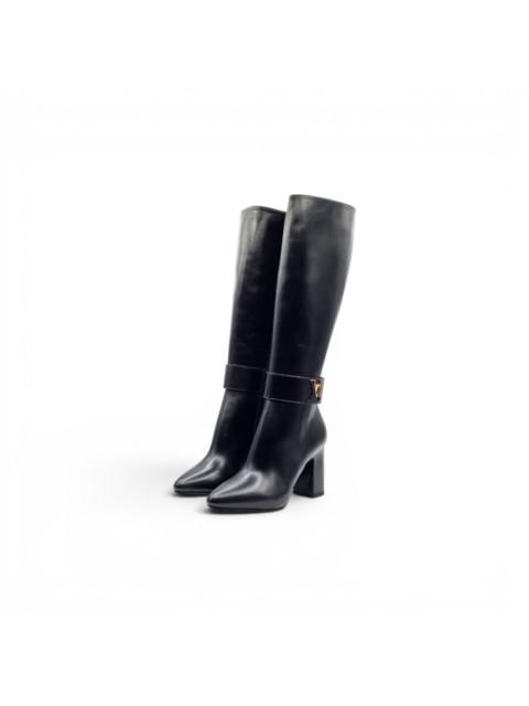 Louis Vuitton Midtown Knee High Boots LV Monogram Black Leather EU 38 US 8