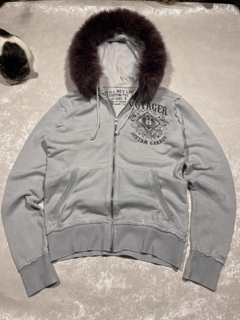 Other Designers Vintage - Y2K Affliction LGB IfSixWasNine Style Fur Faux Zip Hoodie