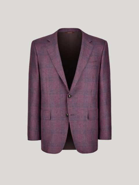 Canali PURPLE AND LIGHT BLUE OVERCHECK BLAZER IN SILK AND CASHMERE