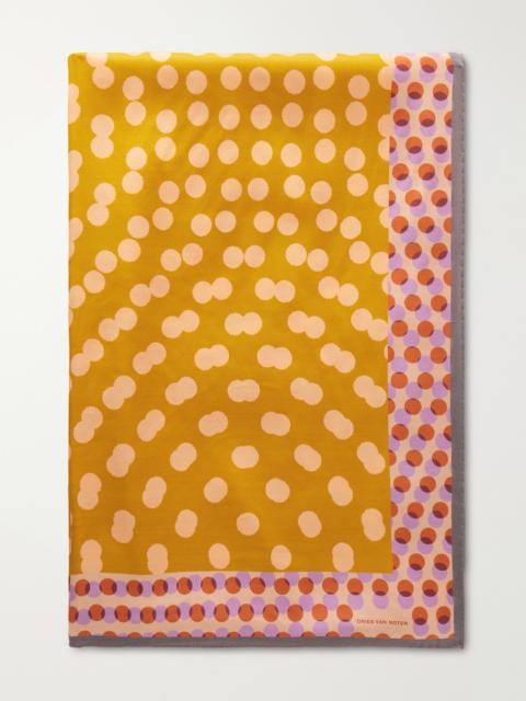Dries Van Noten Polka-dot Printed Twill Scarf