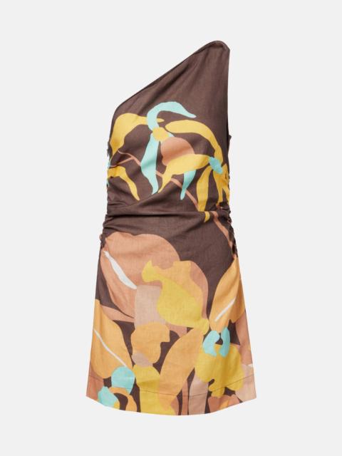 FAITHFULL Marga floral one-shoulder linen minidress