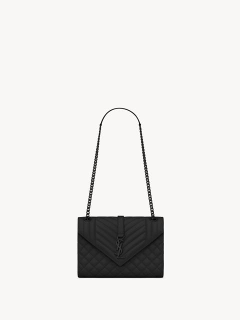 SAINT LAURENT ENVELOPE MEDIUM IN QUILTED GRAIN DE POUDRE EMBOSSED LEATHER