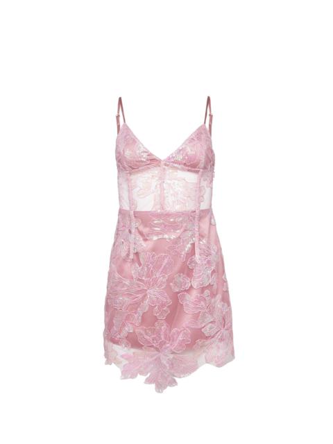 Fleur du Mal Sequin Floral Embroidered Mini Dress