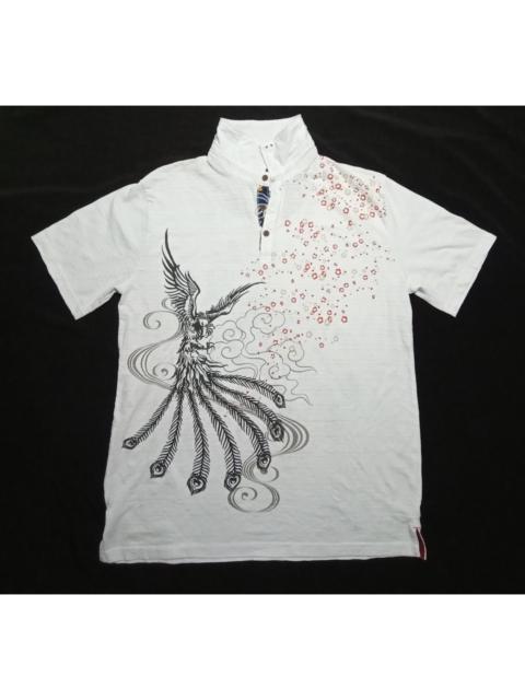 Other Designers Japanese Brand - Peacocks Art Printed Polo Tee Sukajan