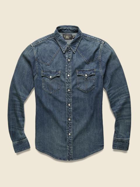 RRL by Ralph Lauren Slim Fit Denim Western Shirt - Dark Wash