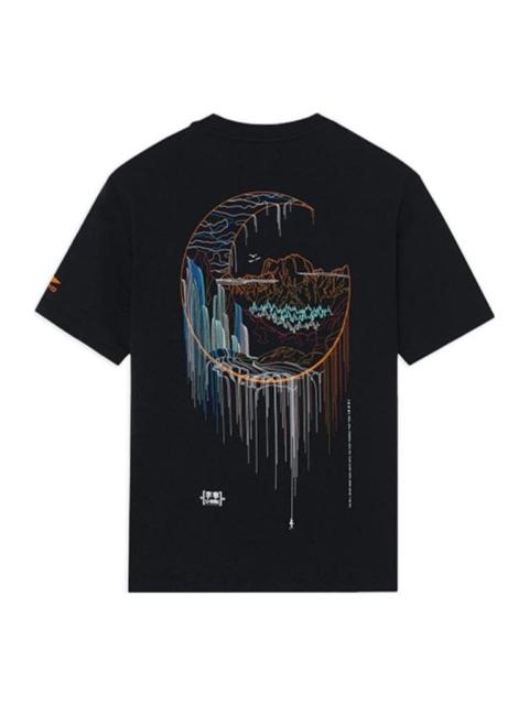 Li-Ning Li-Ning SS22 Stylish Logo Printing Loose Round Neck Short Sleeve T-Shirt 'Black' AHSS151-2