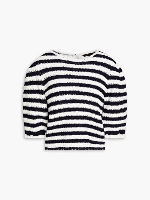 maje Striped pointelle-knit top
