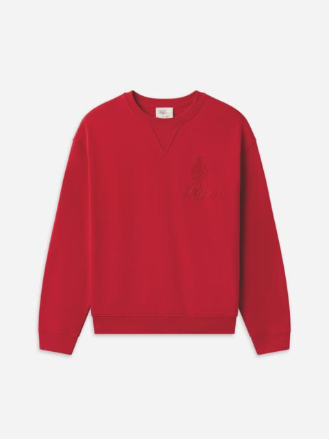 FRAME Ritz Unisex Tonal Logo Crewneck in Red
