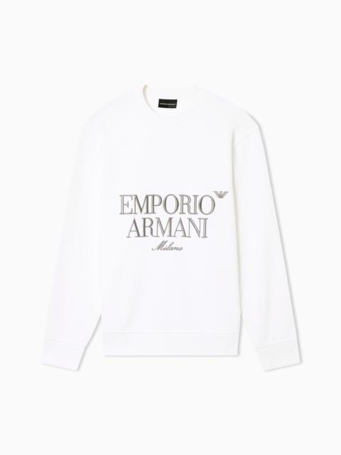EMPORIO ARMANI FRENCH TERRY JERSEY SWEATSHIRT WITH EMBROIDERED LOGO