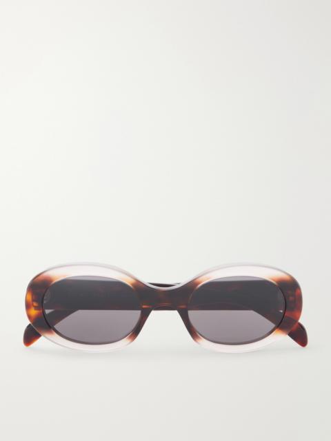 CELINE Triomphe Oval-frame Tortoiseshell Acetate Sunglasses