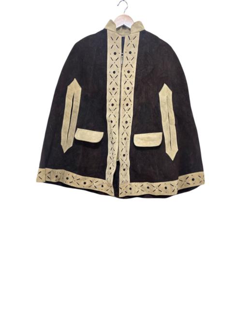 Other Designers Cowboy Equipment - Vintage 1960s Suede Leather Cape Poncho Hippie Boho