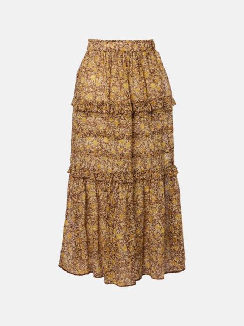 Isabel Marant Étoile Volumia floral cotton tiered maxi skirt
