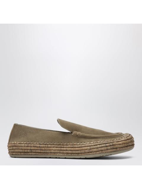 Loewe Loewe Rio Loafers In Suede And Raffia, Stone Grey Men