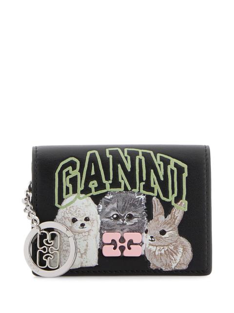 GANNI Black leather coin purse