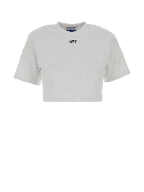 Off-White Off White Women White Stretch Cotton T-Shirt